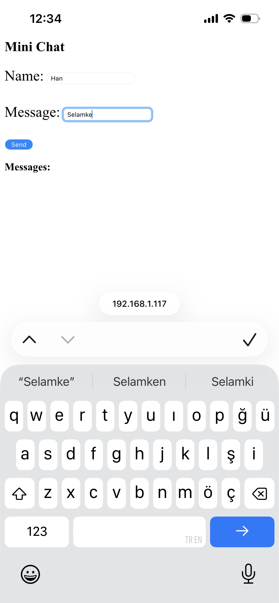 Mini chat interface on iPhone